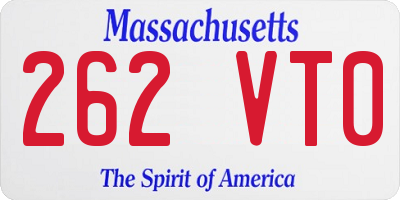 MA license plate 262VT0