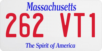 MA license plate 262VT1