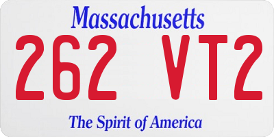 MA license plate 262VT2