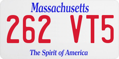 MA license plate 262VT5