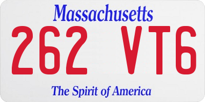 MA license plate 262VT6
