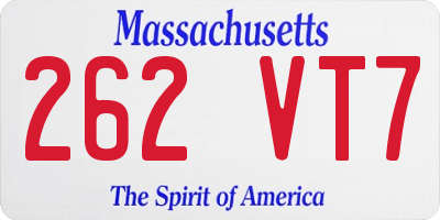 MA license plate 262VT7