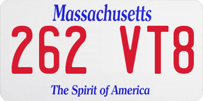 MA license plate 262VT8