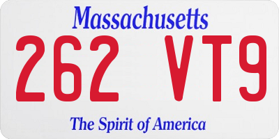 MA license plate 262VT9