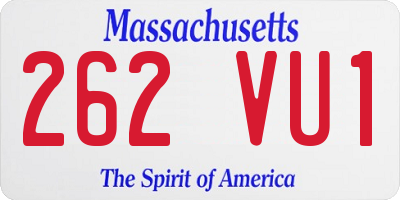 MA license plate 262VU1