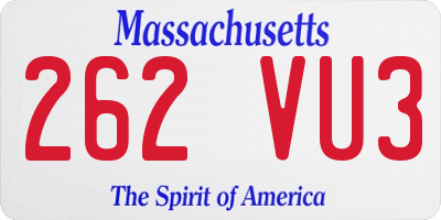 MA license plate 262VU3