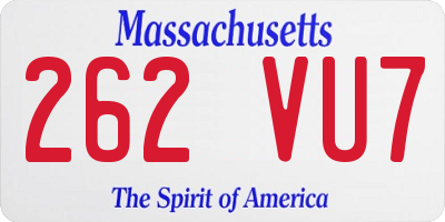 MA license plate 262VU7