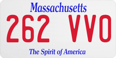 MA license plate 262VV0