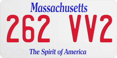 MA license plate 262VV2