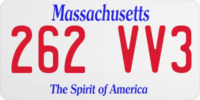 MA license plate 262VV3
