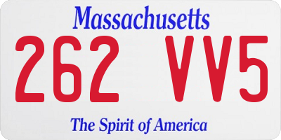 MA license plate 262VV5