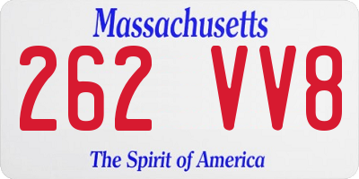 MA license plate 262VV8
