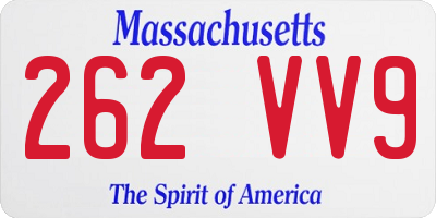 MA license plate 262VV9