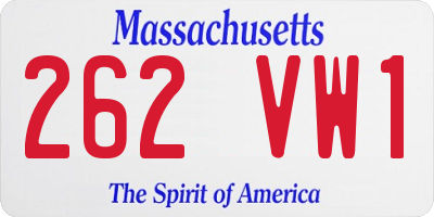 MA license plate 262VW1