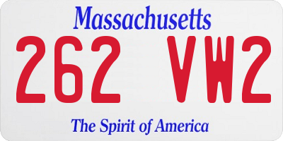 MA license plate 262VW2