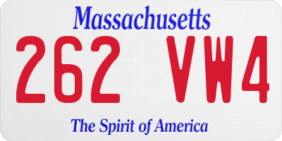 MA license plate 262VW4