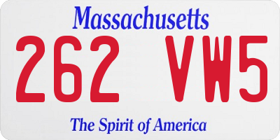 MA license plate 262VW5
