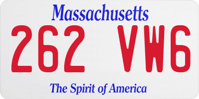 MA license plate 262VW6