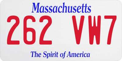 MA license plate 262VW7