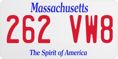 MA license plate 262VW8
