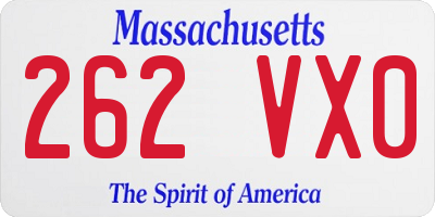 MA license plate 262VX0
