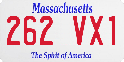 MA license plate 262VX1