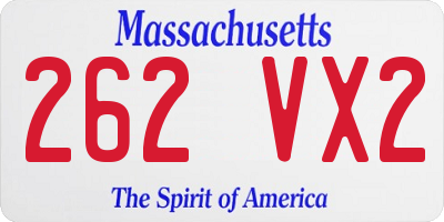 MA license plate 262VX2