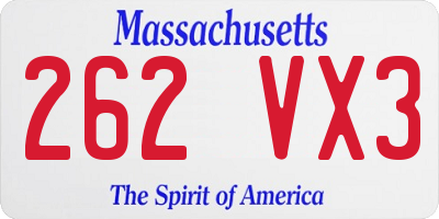 MA license plate 262VX3