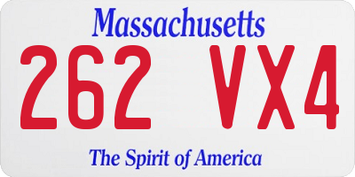 MA license plate 262VX4
