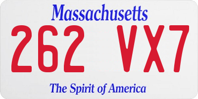 MA license plate 262VX7