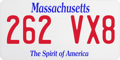 MA license plate 262VX8