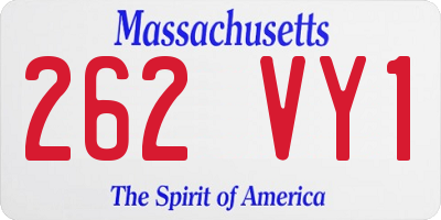 MA license plate 262VY1
