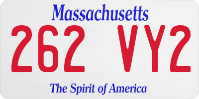 MA license plate 262VY2