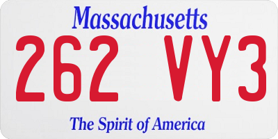 MA license plate 262VY3