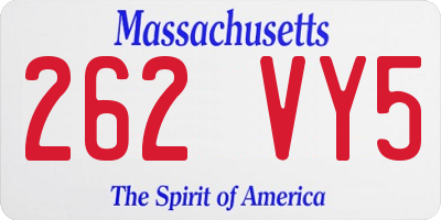 MA license plate 262VY5
