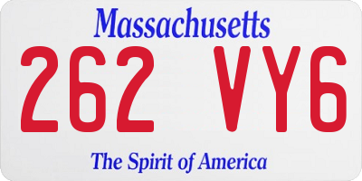 MA license plate 262VY6
