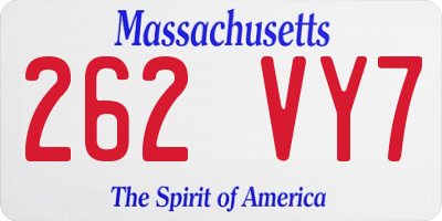 MA license plate 262VY7