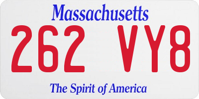 MA license plate 262VY8