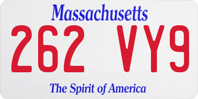 MA license plate 262VY9