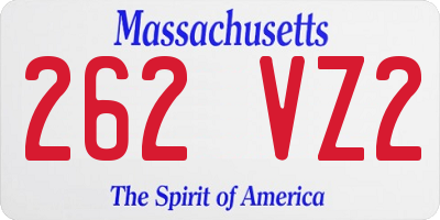 MA license plate 262VZ2