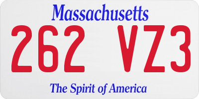 MA license plate 262VZ3