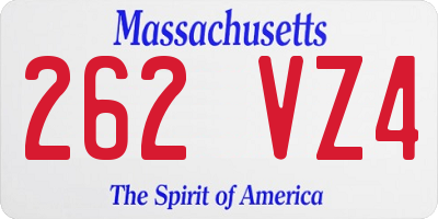 MA license plate 262VZ4