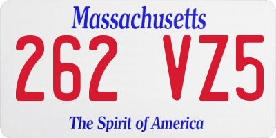 MA license plate 262VZ5