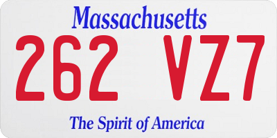 MA license plate 262VZ7