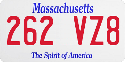 MA license plate 262VZ8