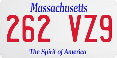 MA license plate 262VZ9