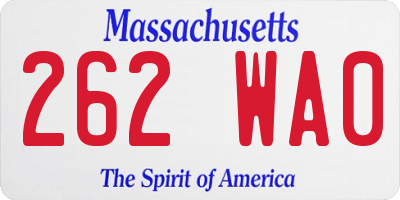 MA license plate 262WA0