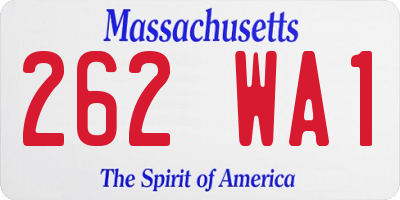 MA license plate 262WA1