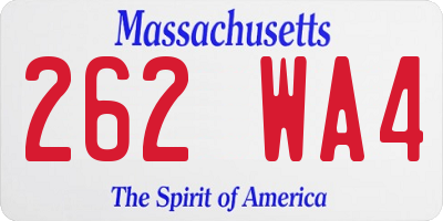 MA license plate 262WA4