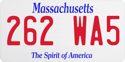MA license plate 262WA5